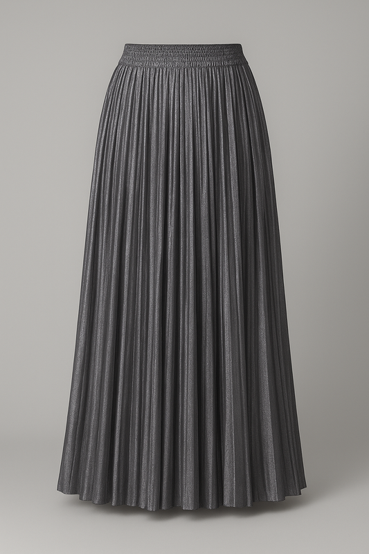 Saia Plissada Longa com Cintura Alta Feminina – Estilo Harajuku